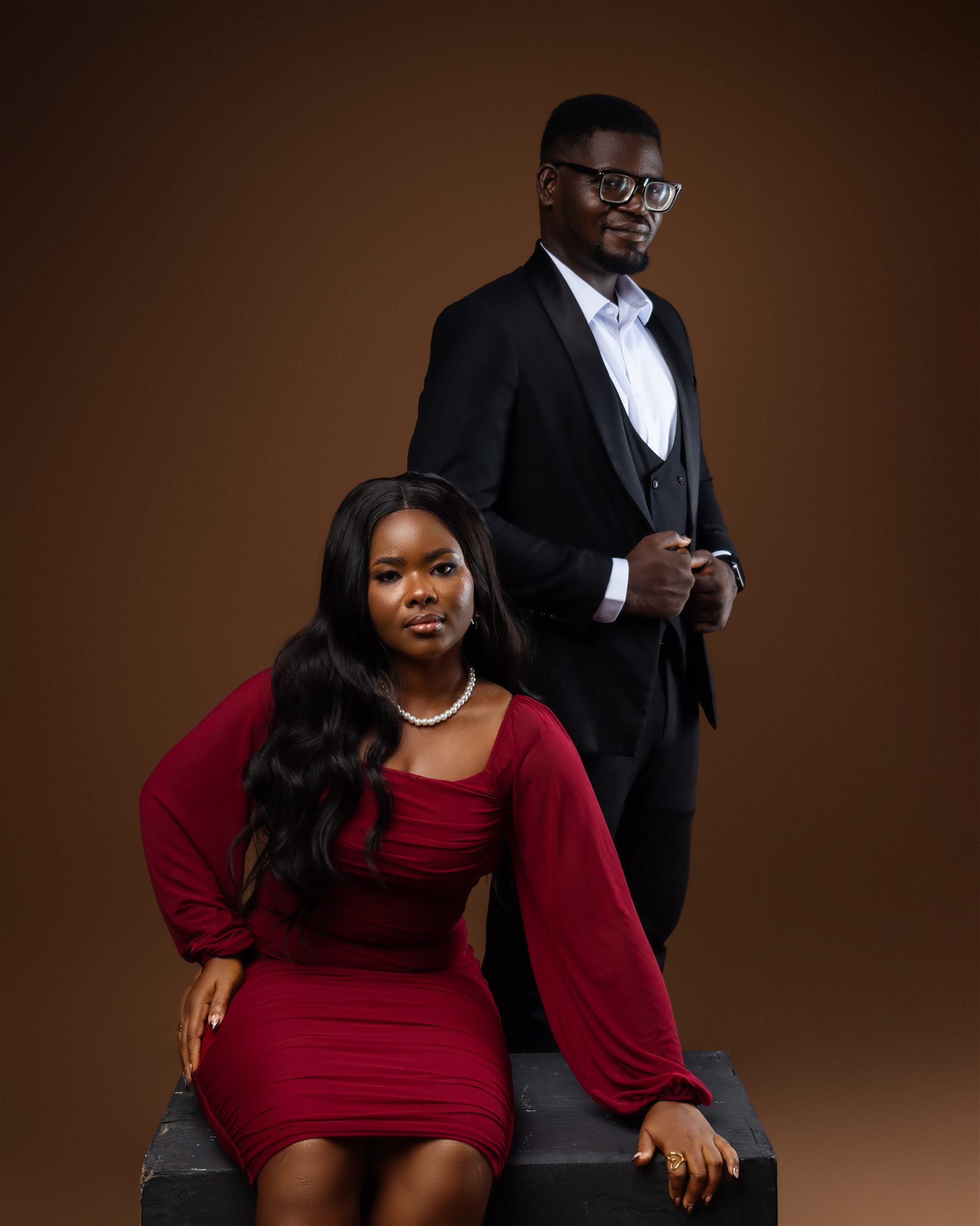 Benard and Phidelia in a poised formal portrait.